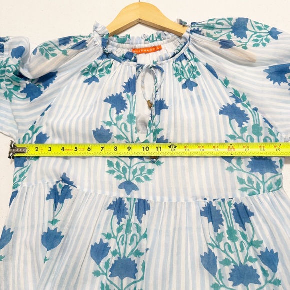 Oliphant Jaipur Blue Balloon Sleeve Floral Dress Large - Picture 9 of 14